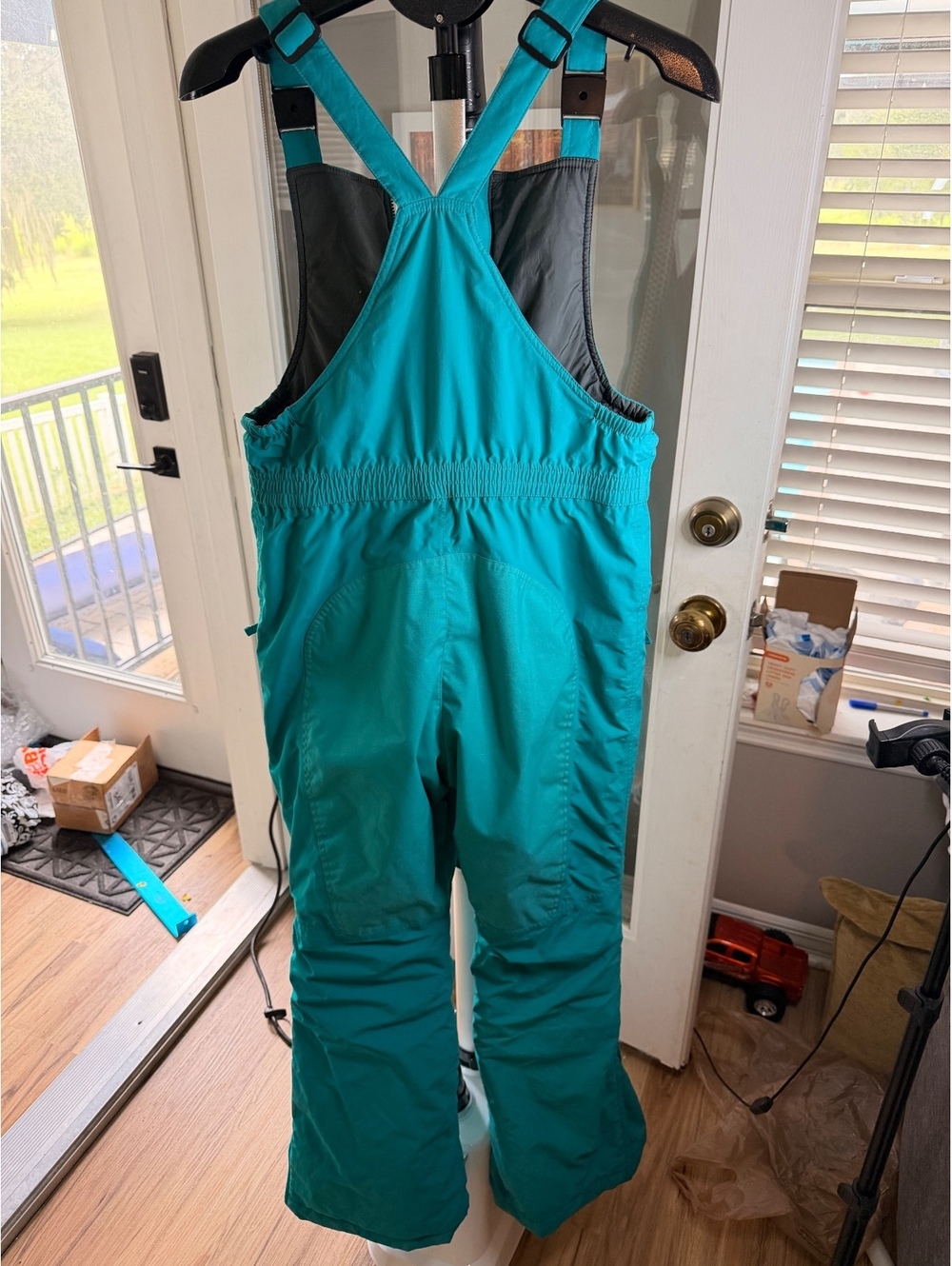 Lands' End Squall teal insulated snow bib overalls size 16